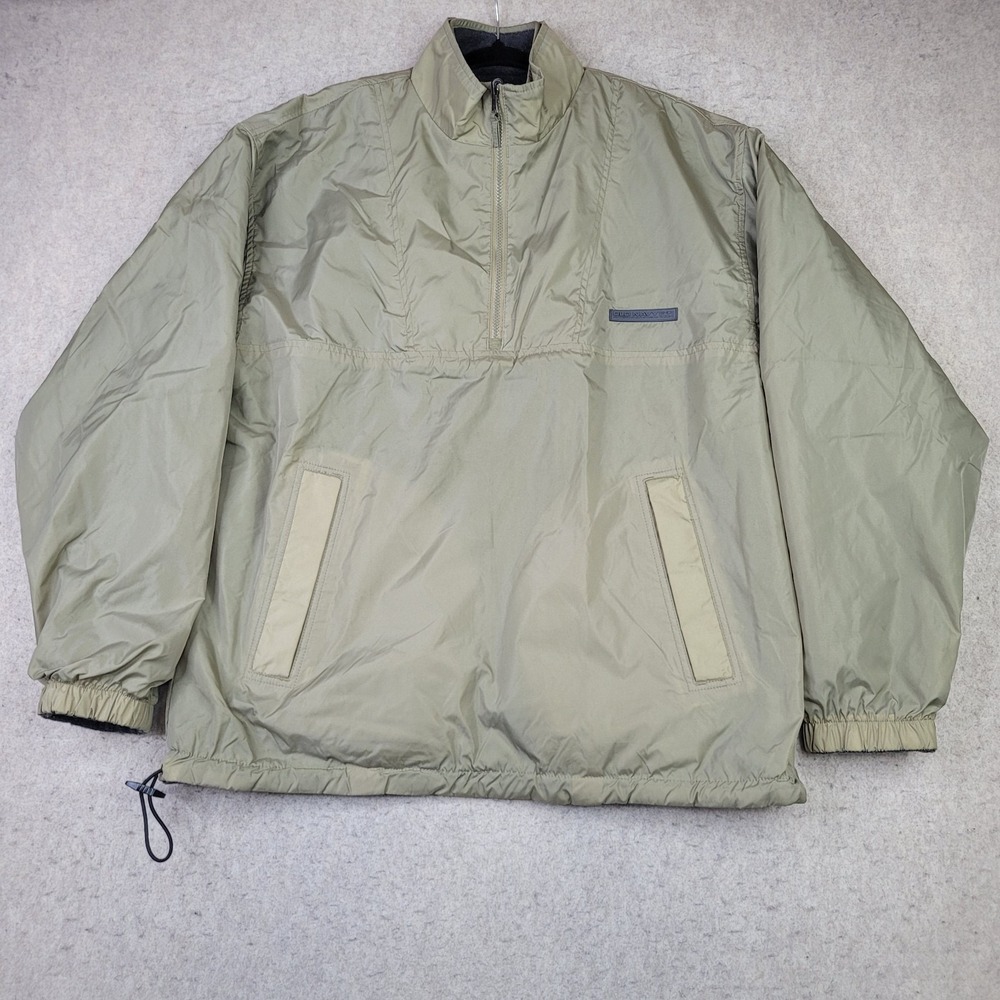 Old Navy Jacket Mens Large 1/4‎ Zip Gray Pullover Windbreaker Reversible Fleece